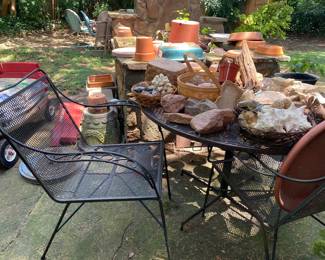 Vintage Wrought Iron Patio Set, Rocks, Sea Shells,