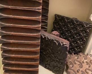 Wallpaper Print Wooden Blocks, 1800s and Candle Molds