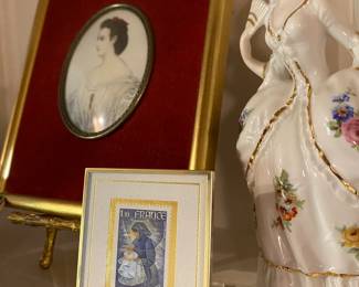 Antique hand painted Portrait, Porcelain Figurine,
