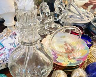 Rare Vintage Czech Republic 4 chamber Glass Decanter with stoppers