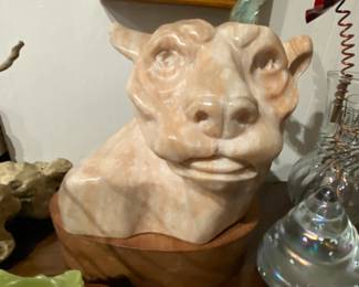 Mountain Lion Marble carved head by Orlosky