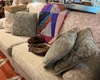 Sleeper Sofa light fabric leaf print