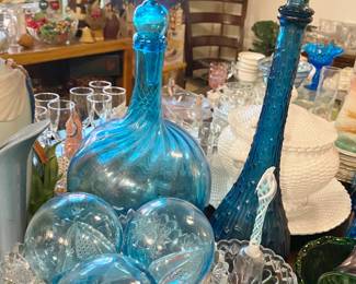 Aqua MCM Decanters, Vintage Japanese Glass Fishing Floats