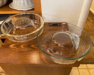 Rare Glass Bundt Cake Pans, Vintage Pyrex from France and QueenAnn Glass Bank