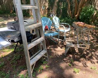 Aluminum Ladder, Vintage Metal Lawn Chairs