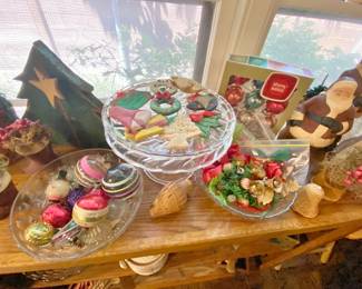 Christmas Decorations and Footed Cake Plates