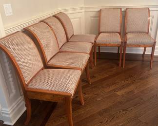 Burl wood and Chenile Kravet upholstery