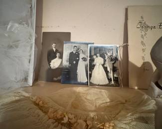 Antique wedding pictures, guest book