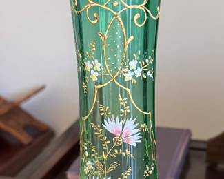 Hand blown green vase