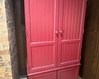 Red armoire media tv cabinet