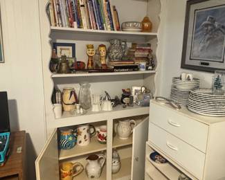 Southwest decor, art books, pitchers, figurines