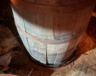 barrels and wine making press