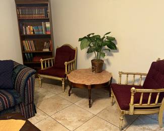 Antique chairs and mable top table