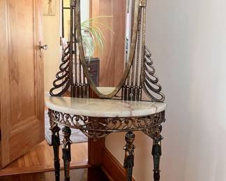 Oscar Bach Figural Console Table Onyx 2 Scones