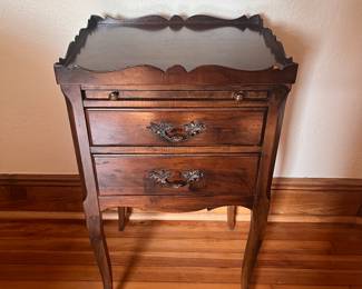 2 Antique Night Tables w/gallery and pull out top