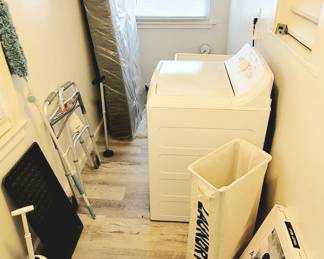 Foam waterproof mattress, Hotpoint washer and misc housewares.