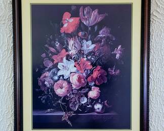 Custom by Detroit Institute of Arts - Exquisite Rachel Ruysch "Flowers in a Vase" Beautifully Wood Framed DIMENSIONS: 32 3/4" W X 38 3/4"