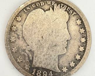 1894-S US Silver Barber 25c