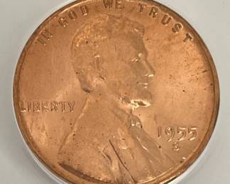 1955-S Lincoln Penny, ANACS MS66 RED