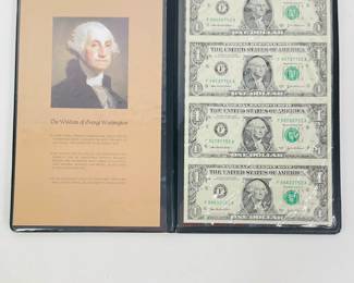 Uncut Sheet of Four $1 Bills