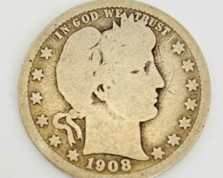 1908-D US Silver Barber 25c