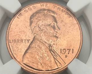  1971-D Lincoln Penny, NGC MS65 RD