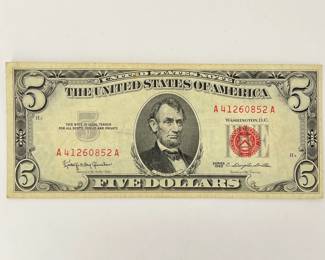 1963 $5 Red Seal Legal Tender Note