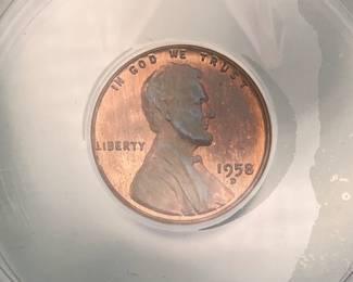 1958-D Lincoln Wheat Penny ANACS MS65 RB