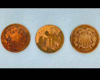 Three US 2 Cent Pieces