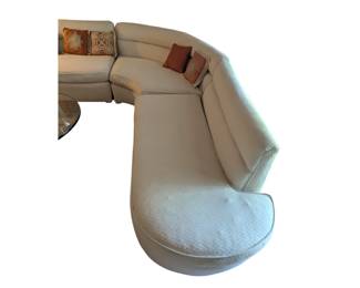 Mid Century Curved Sectional Sofa. Cushions will need to be replaced as the foam has lost its integrity in the seat cushions.