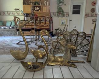 Large Brass Animals and Fire Screen