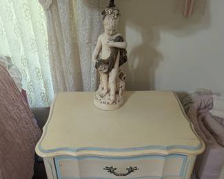 Lamp and Bedroom furniture.