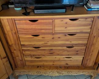 Large Solid Wood Antique Carved Armoire. 