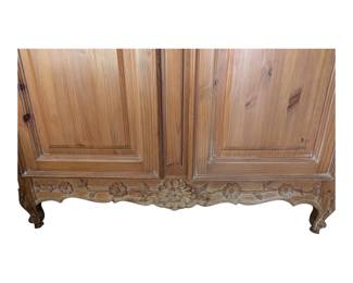 Large Solid Wood Antique Carved Armoire. 