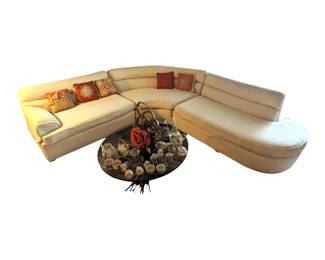 Mid Century Curved Sectional Sofa. Cushions will need to be replaced as the foam has lost its integrity in the seat cushions.
