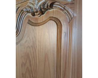 Large Solid Wood Antique Carved Armoire. 