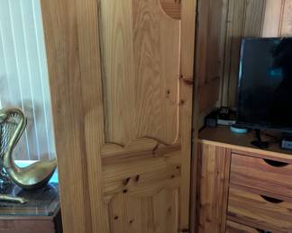 Large Solid Wood Antique Carved Armoire. 