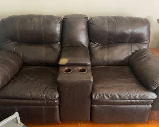 Double Leather Recliner, needs a man cave