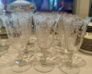 several sizes Cambridge Rose Point drinkware PLUS a Rose Point Pitcher!! and a Rose Point divided dish….see next few pics!!