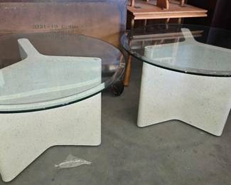 4234  2 Glass Topped Side Tables 