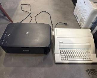 7073  Canon Pixma Printer and Royal Scriptor Electronic Typewriter 