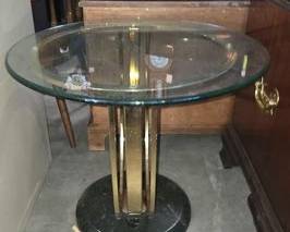 4644  Metal Table with Glass Top 