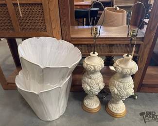7544  Matching Marble Lamps with New Lampshades 