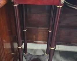 4138  Marble Topped Wooden Plant Pedestal 