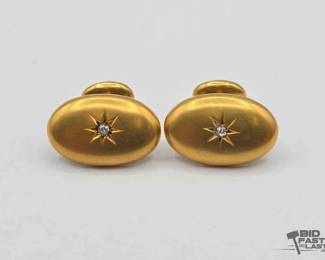 812  10k Gold Cuff Links with Diamond Accent, 3.4g 