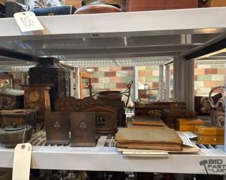 3060  Book Ends, Wooden Jewelry Boxes, Mantel Clock and Decor 