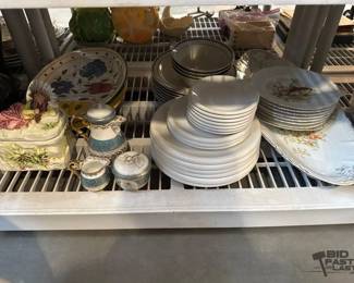 3066  Serving Platters, Plates, Teapot and Jar 