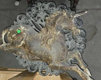 4718  Cast Iron Table  Unicorn 