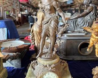 3162  Fee Aux Fleurs Par L. Moreau Mantel Clock 