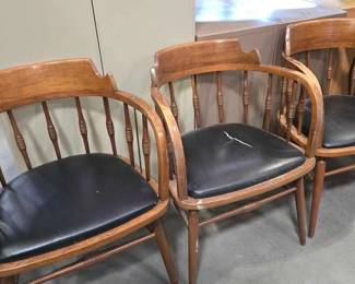 4610  3 Wooden Captain Chairs 